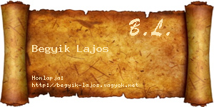 Begyik Lajos névjegykártya